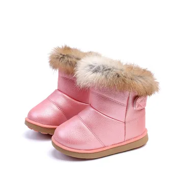 Гореща детски обувки, Обувки за момичета; Колекция 2019 г.; Зимни топли Плюшени Зимни обувки; Розови Къси Ботильоны подметка ; детски обувки обувки за момичета 0